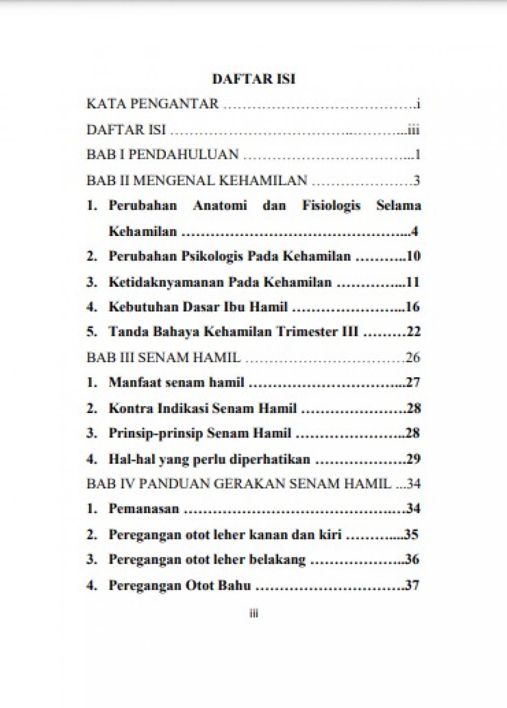 Senam Hamil daftar isi