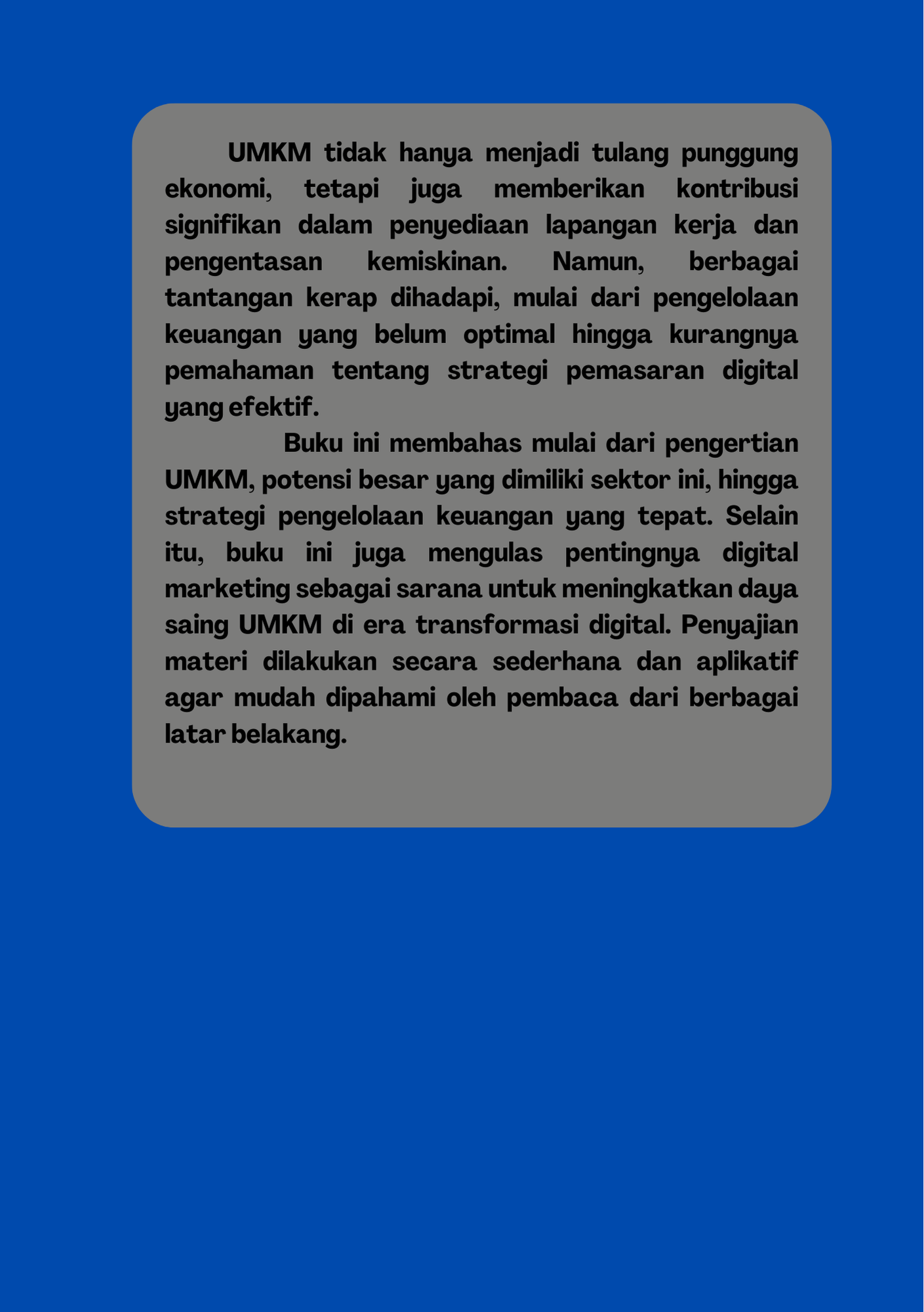 Keuangan dan Digital Marketing pada UMKM cover belakang