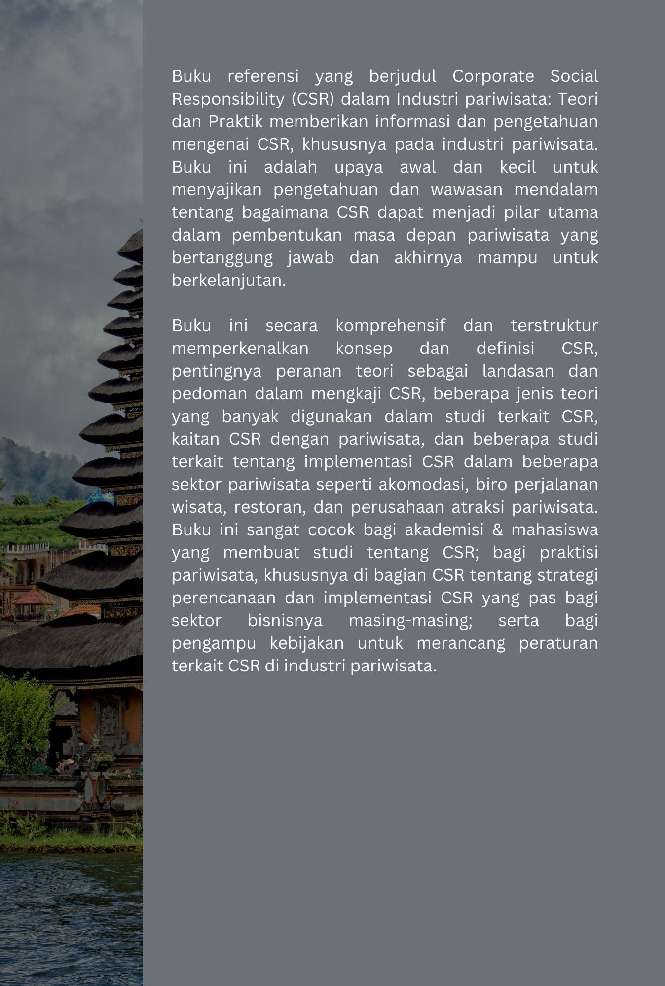 Corporate Social Responsibility (CSR) dalam Industri Pariwisata: Teori dan Praktik cover belakang