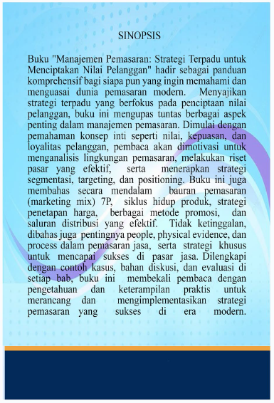 Manajemen Pemasaran: Strategi Terpadu untuk Menciptakan  Nilai Pelanggan cover belakang