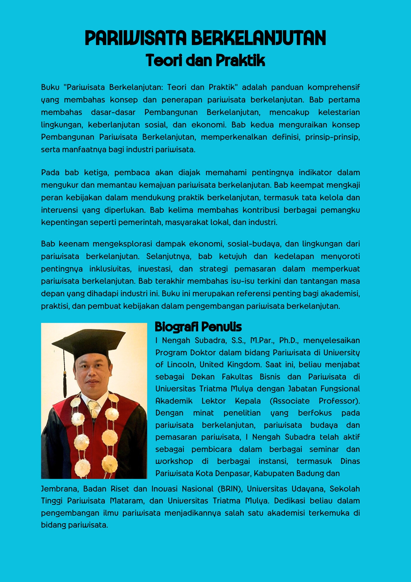 Pariwisata Berkelanjutan: Teori dan Praktik cover belakang