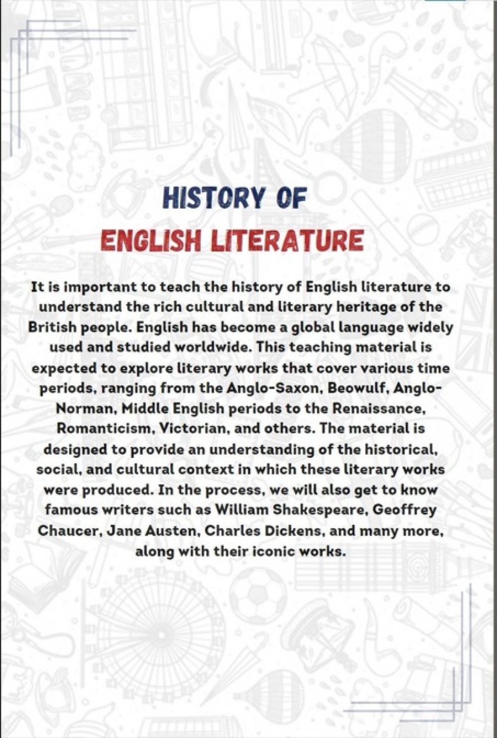 HISTORY OF ENGLISH LITERATURE cover belakang