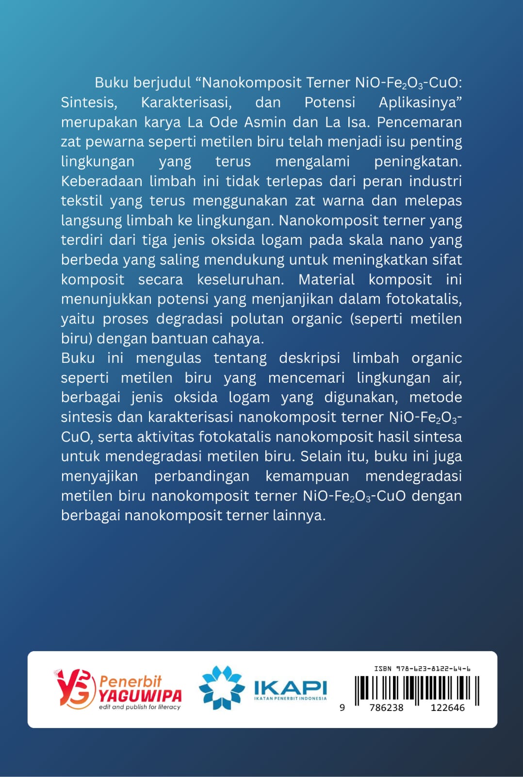 Nanokomposit Terner NiO-Fe2O3-CuO (Sintesis, Karakterisasi, dan  Potensi Aplikasinya) cover belakang