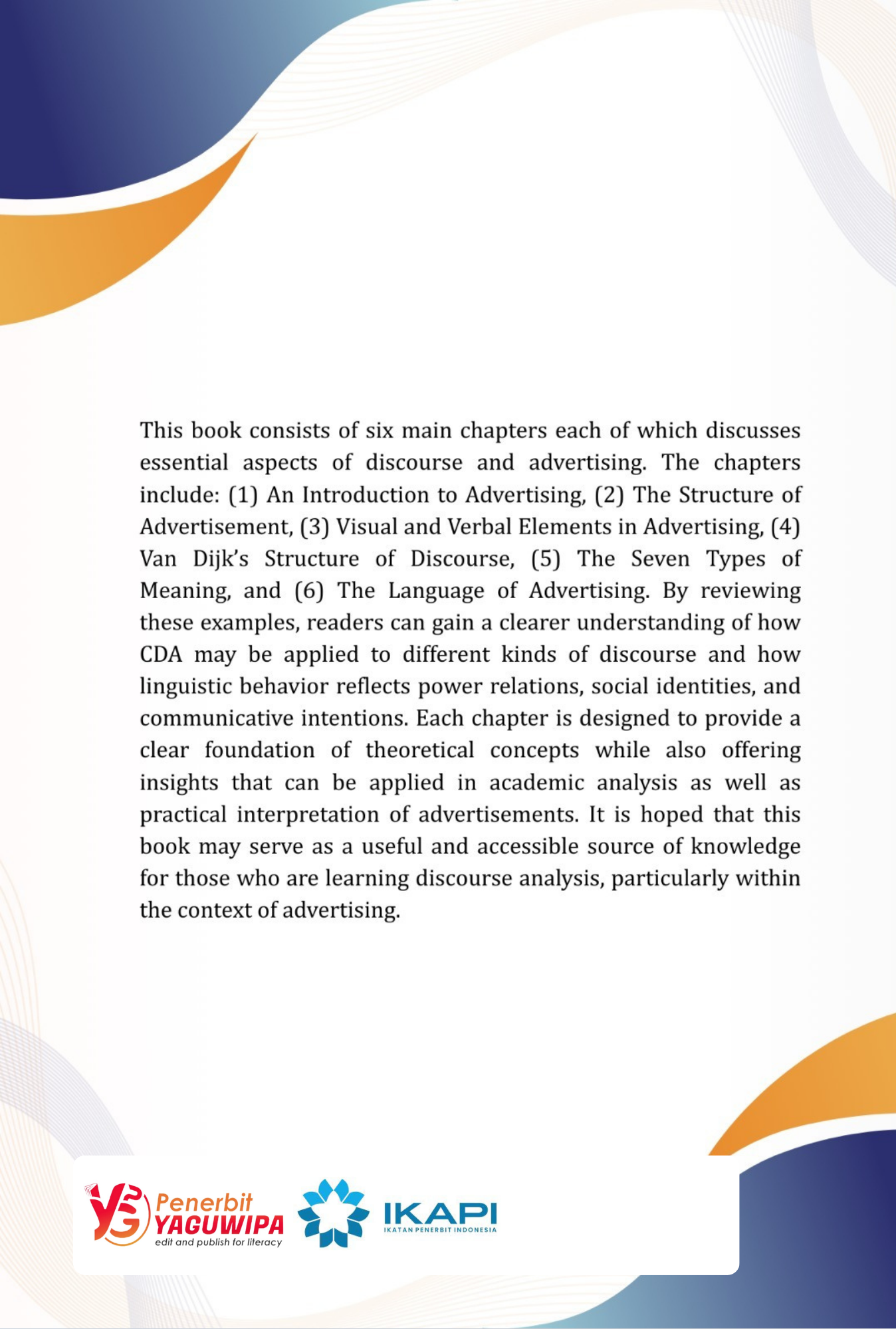 Tourism Advertising: A Critical Discourse Analysis Perspectives cover belakang