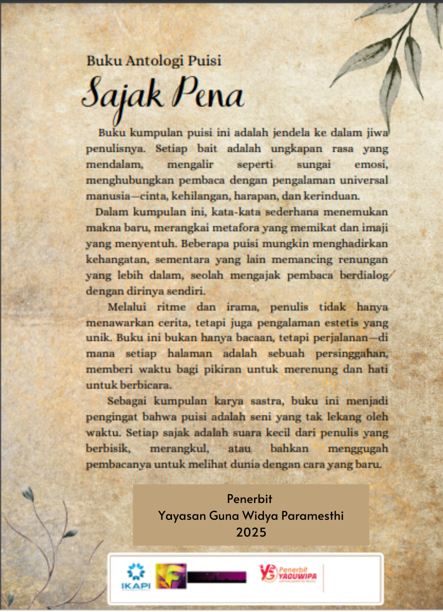 Sajak Pena (Buku Antologi Puisi) cover belakang