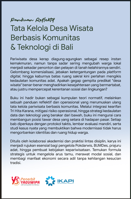 Panduan Reflektif: Tata Kelola Desa Wisata Berbasis Komunitas & Teknologi di Bali cover belakang