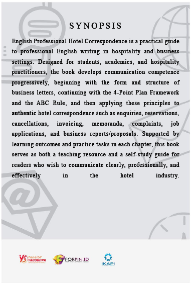 English Professional Hotel Correspondence cover belakang