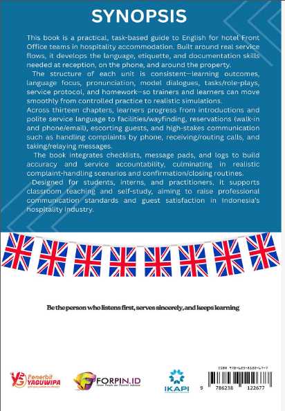 English Professional Hospitality Accommodation Front Office cover belakang