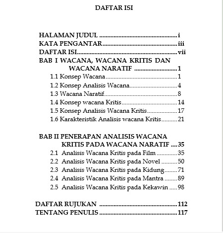 Lima Narasi Analisis Wacana Kritis Teori dan Aplikasi daftar isi