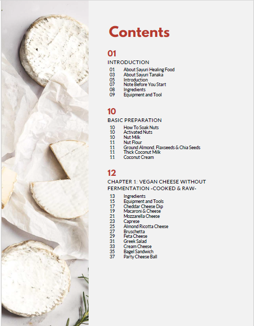 Sayuri's Vegan Cheese Cookbook daftar isi