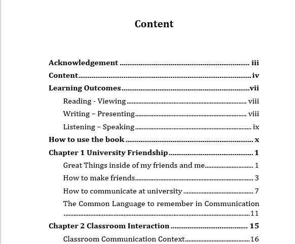 LIVING AT UNIVERSITY WITH ENGLISH FOR INTERCULTURAL COMMUNICATION; BASIC ACADEMIC ENGLISH daftar isi