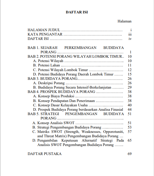 Potensi & Prospek Budidaya Porang di Kabupaten Lombok Timur daftar isi