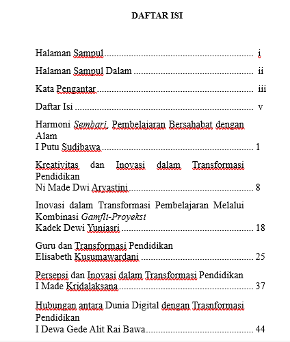 Bunga Rampai Peran Serta Guru dalam Transformasi Pendidikan daftar isi
