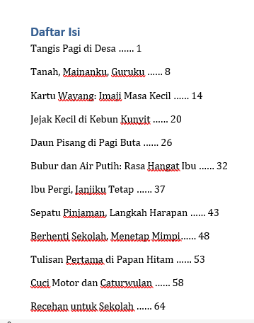 Jujur Jemet Jengah: Menyeka Rasa, Menata Asa (Kumpulan Cerpen) daftar isi