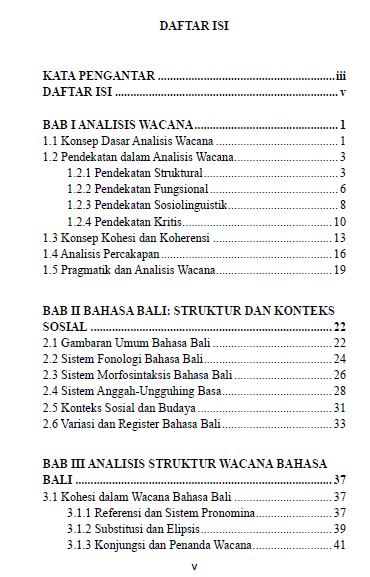 Analisis Wacana: Teori dan Aplikasi dalam Bahasa Bali daftar isi