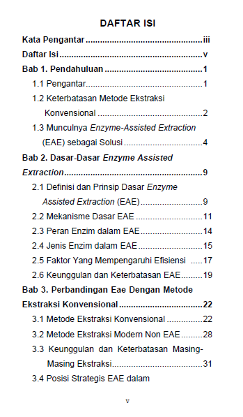 Enzyme Assisted Extraction: Perspektif Baru dalam Pengembangan Obat Herbal dan Natural Product daftar isi