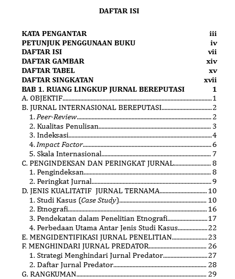 RAHASIA MEMPUBLIKASIKAN PENELITIAN KUALITATIF PADA JURNAL INTERNASIONAL BEREPUTASI: Pengalaman Empiris dari Penulis Sukses daftar isi