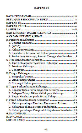 Keperawatan Keluarga daftar isi