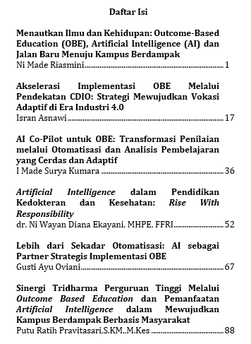 Outcome-Based Education dan Kecerdasan Buatan dalam Pendidikan Tinggi: Strategi Mewujudkan Kampus Berdampak bagi Masyarakat  daftar isi