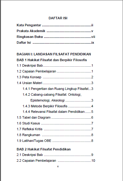 Filsafat Pendidikan untuk PAUD (Teori & Implementasi Berbasis OBE)  daftar isi