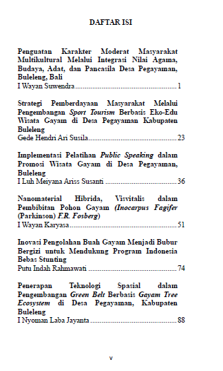 Pegayaman Berkelanjutan: Revitalisasi Green Belt Ekosistem Pohon Gayam dan Budaya Pancasila di Desa Muslim Bali daftar isi