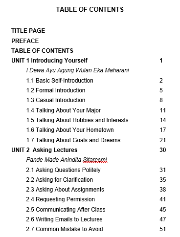 First Year English Companion daftar isi