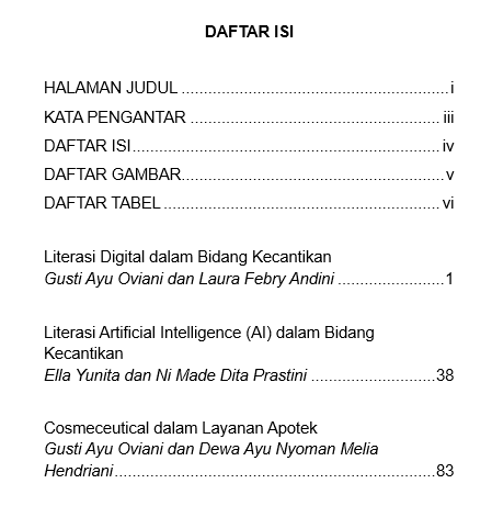 BEAUTY TECH:  Integrasi Kecerdasan Buatan, Literasi Digital, dan Cosmeceutical dalam Layanan Kefarmasian daftar isi