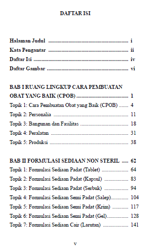Buku Ajar Teknologi Sediaan Non Steril: Dasar Formulasi Hingga Produksi daftar isi