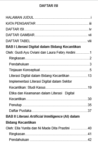 BEAUTY TECH:  Integrasi Kecerdasan Buatan, Literasi Digital, dan Cosmeceutical dalam Layanan Kefarmasian daftar isi